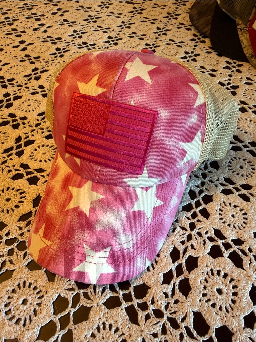 C.C. American flag hot pink hat